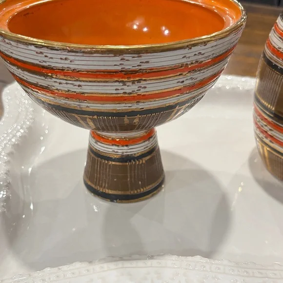 Vintage Bitossi Striped Pitcher and Bowl Set - Picture 9 of 11